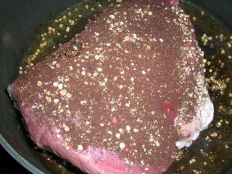 Kalbstafelspitz, gebraten, mit lauwarmer Espresso Vinaigrette an ...