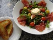 Bresaola mit Wintersalat,frischer Feige und warmen Ziegenkäse - Rezept