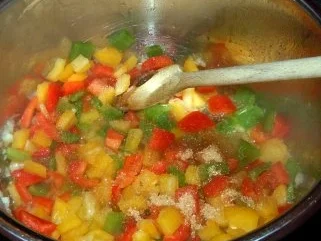 Hähnchenbrust "Genua" mit Paprika-Tomaten-Gemüse und Reis - Rezept - Bild Nr. 4