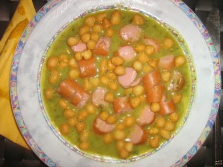 Grüne Kartoffelsuppe mit Geflügelwienerle und Backerbsen - schnell ...