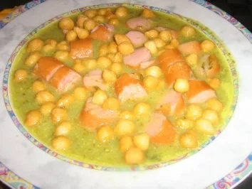 Grüne Kartoffelsuppe mit Geflügelwienerle und Backerbsen - Rezept - Bild Nr. 4