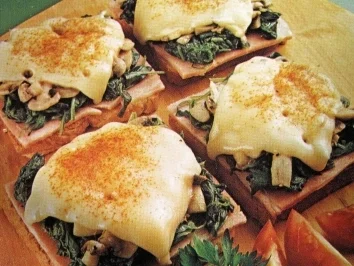 Rezept: Champignon - Toast mit Spinat ... Champignon - Toast mit Spinat ... - Rezept