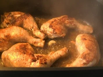 Hähnchenkeulchen in einem leckerem Soßenschäumchen   Kartoffeln und Rotkohl - Rezept - Bild Nr. 4