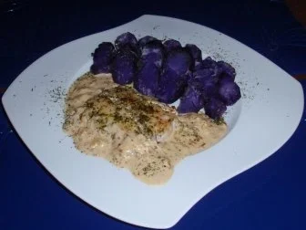 Seelachsrückenfilet mit einer Zwiebel-Sahne-Senfsoße und Trüffelkartoffeln - Rezept - Bild Nr. 6
