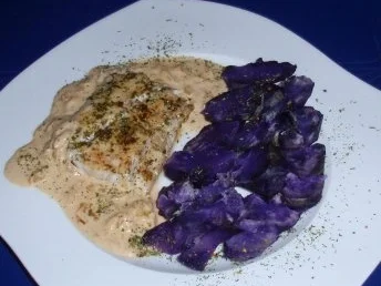 Seelachsrückenfilet mit einer Zwiebel-Sahne-Senfsoße und Trüffelkartoffeln - Rezept - Bild Nr. 7