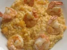 Kürbis-Ziegenkäse-Risotto mit Scampi - Rezept