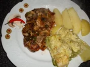 Rezept: Nackenkotelett mit Champignons & Lauchzwiebeln.... Nackenkotelett mit Champignons & Lauchzwiebeln.... - Rezept