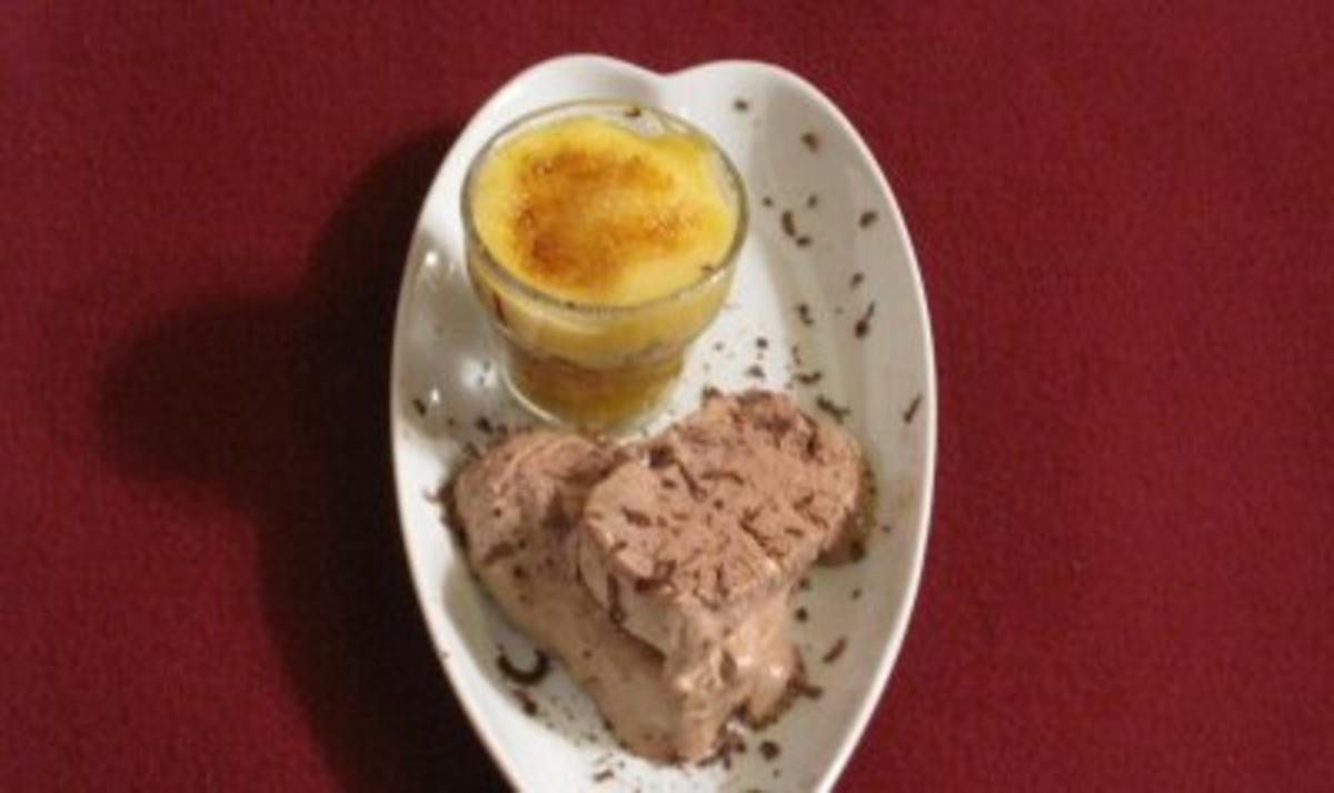 Mango-Nektarinen-Salat mit Minze und Eis an Champagnerzabaione - Rezept