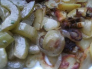 Bratkartoffeln  geschmorte Gurken   und  Jägerschnitzel - Rezept - Bild Nr. 2