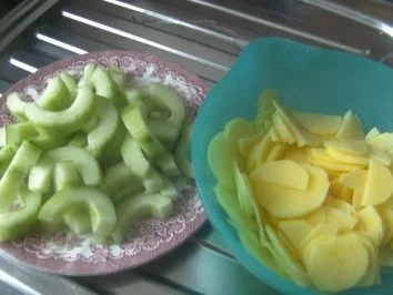 Bratkartoffeln  geschmorte Gurken   und  Jägerschnitzel - Rezept - Bild Nr. 4