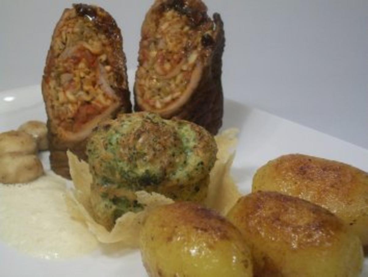 Bilder für Involtini 2.0 / Brokkoli-Soufflé/ Schmörkes/ Parmesanschaum - Rezept