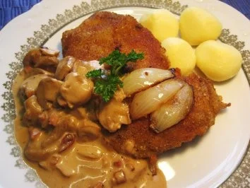 Rezept: Schnitzel mit Rahm-Champignons Schnitzel mit Rahm-Champignons - Rezept