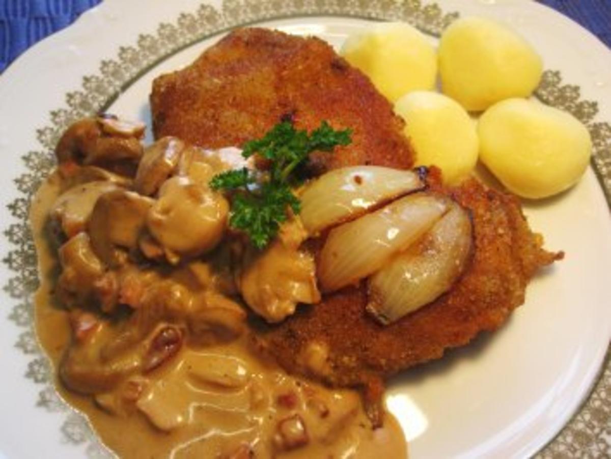 Schnitzel mit Rahm-Champignons - Rezept - kochbar.de