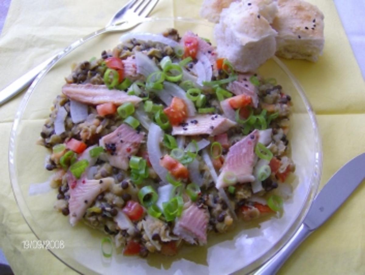 Linsensalat mit Räucherfisch - Rezept