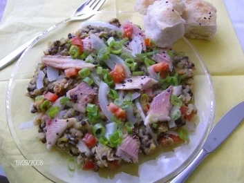 Linsensalat mit Räucherfisch - Rezept