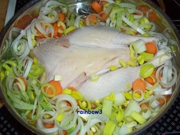 Kochen: 2-in-1 ... Hühner-Brühe und -Cremesuppe - Rezept - Bild Nr. 2