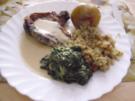 Kalbskotelett in Bavaria-blue-Sauce ~  Bavarian-blue-Spinat ~ Sekt-Graupen-Risotto ~ pochi - Rezept