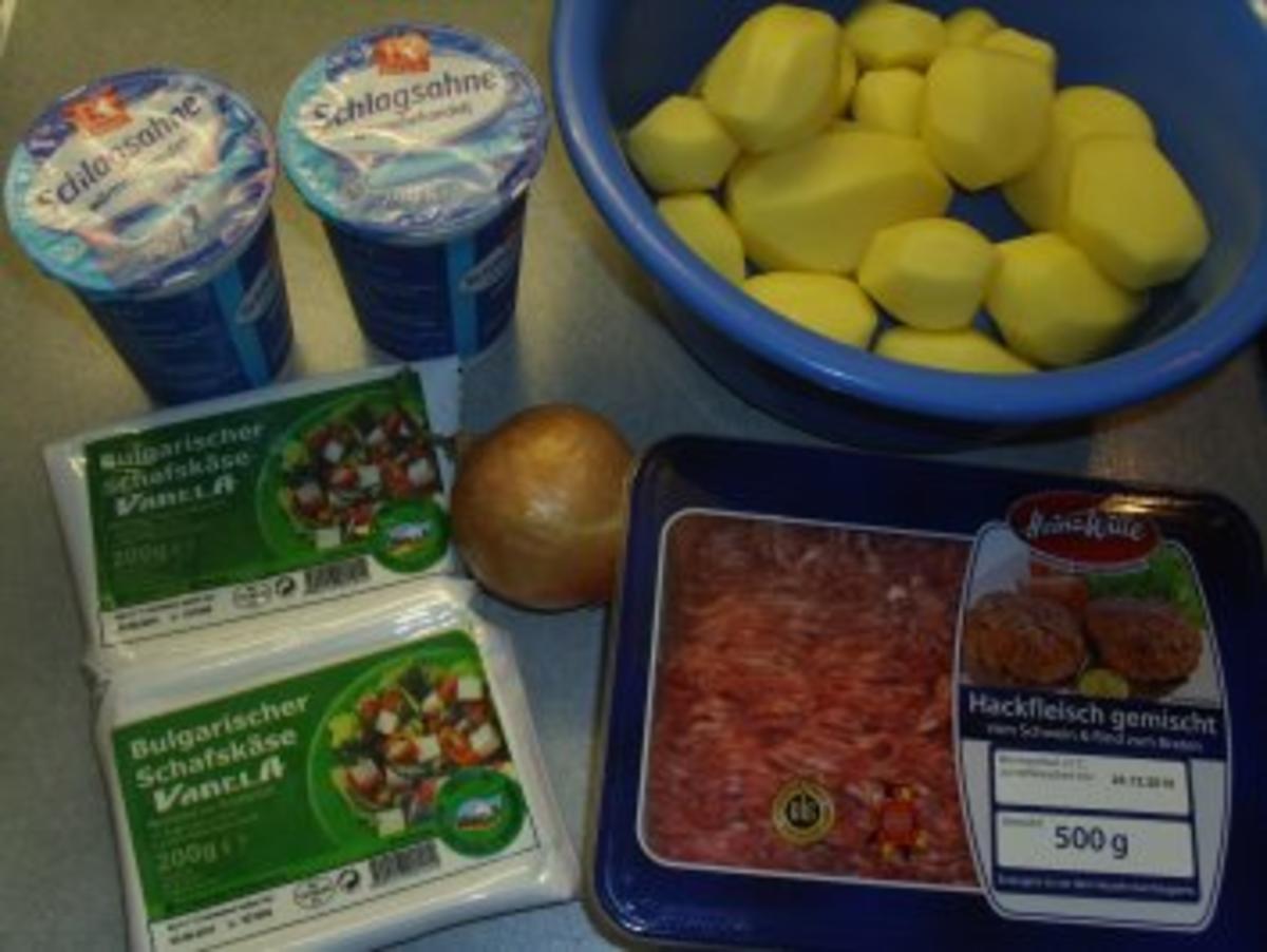Aufläufe: Kartoffelauflauf mit Hackfleisch und Schafskäse - Rezept - Bild Nr. 2