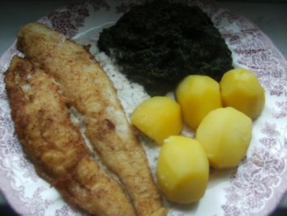 (Fisch)  Pangasiusfilet mit Spinat  Salzkartoffeln und einer - Rezept