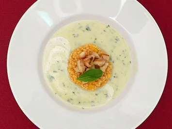 Rezept: Petersilienwurzelsuppe mit Graupen- und Steckrübeneinlage Petersilienwurzelsuppe mit Graupen- und Steckrübeneinlage - Rezept