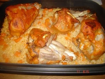 Putenunterkeulen auf Möhren - Reis - Rezept