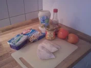 Hühnchen-Erdnuss-Salat mit Kaki-Frucht - Rezept