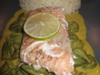 Wildlachs auf Okraschoten-Curry - Rezept - Bild Nr. 3