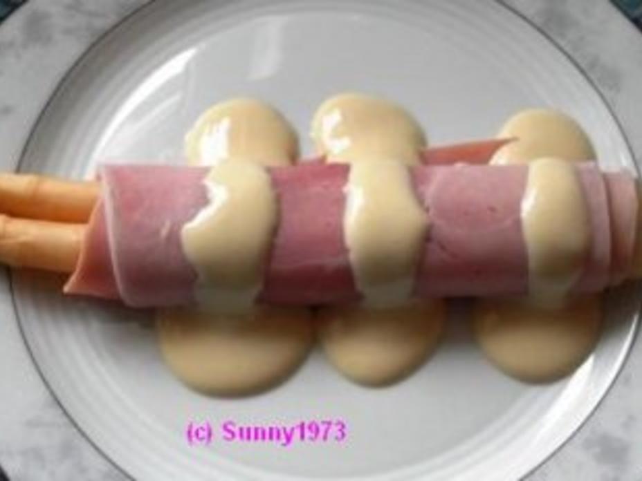 Schinken-Spargelröllchen mit Honig-Senf-Soße - Rezept - kochbar.de
