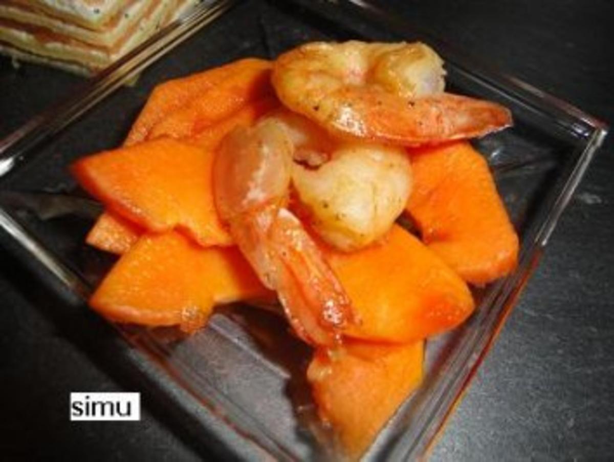 Papaya-Carpaccio mit Garnelen - Rezept