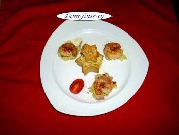 Rezept: Minipastetenstern gefüllt mit Wirsing und von Gambas und rahmt Minipastetenstern gefüllt mit Wirsing und von Gambas und rahmt - Rezept