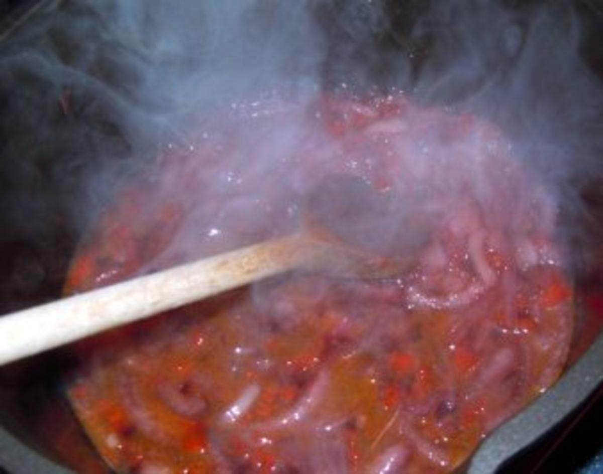 Schoko-Chili-.Hähnchen mit Bandnudeln - Rezept - Bild Nr. 5