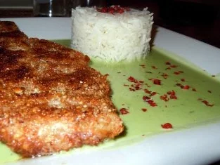 Kabeljau im Mandel-Mantel mit Kräutersauce und Basmatireis - Rezept