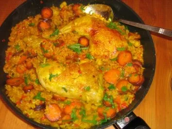 Hähnchenpfanne auf Risotto nach Paella Art - Rezept - Bild Nr. 6