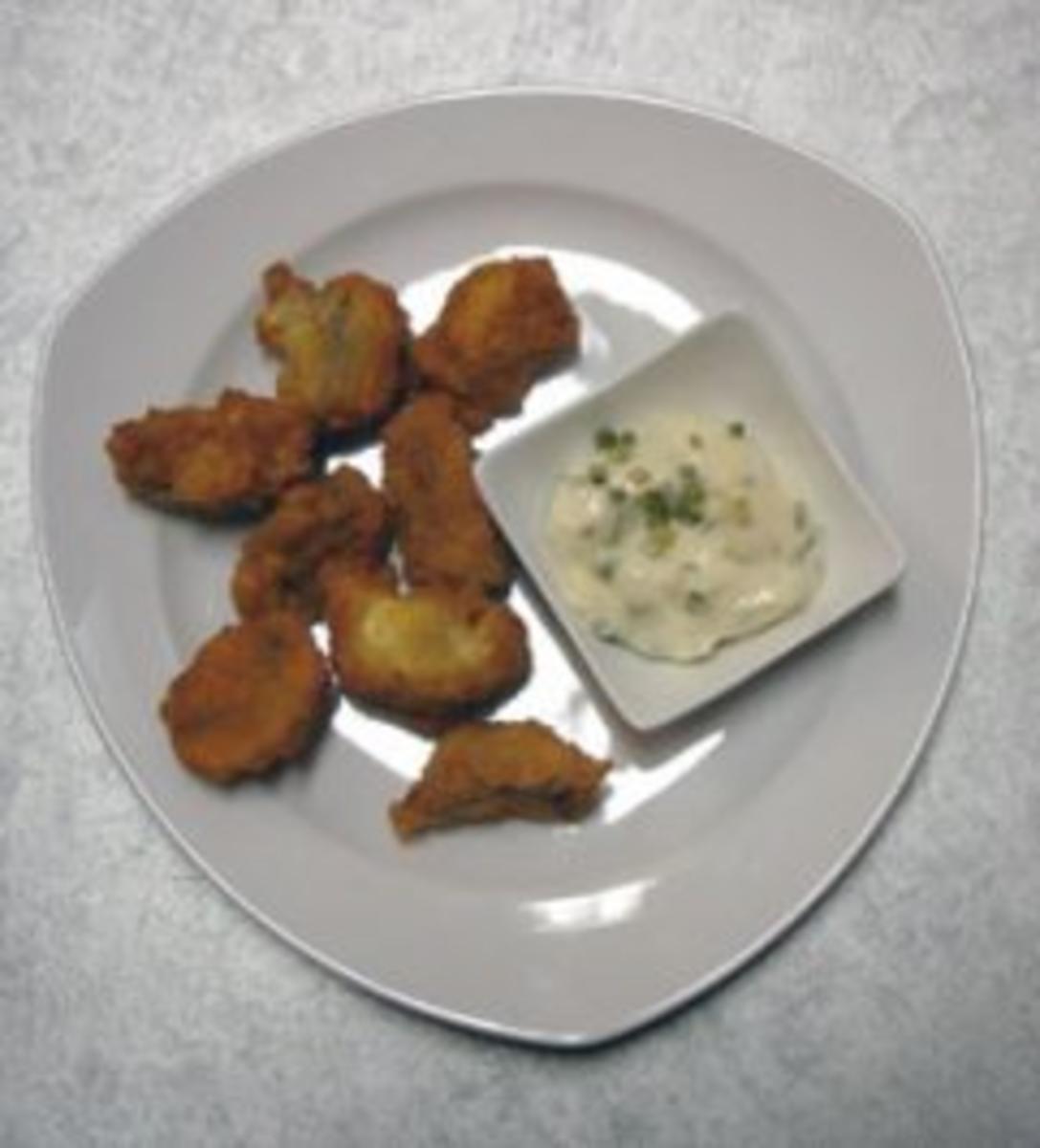Gebackene Champignons mit Schnittlauch-Dip - Rezept - kochbar.de