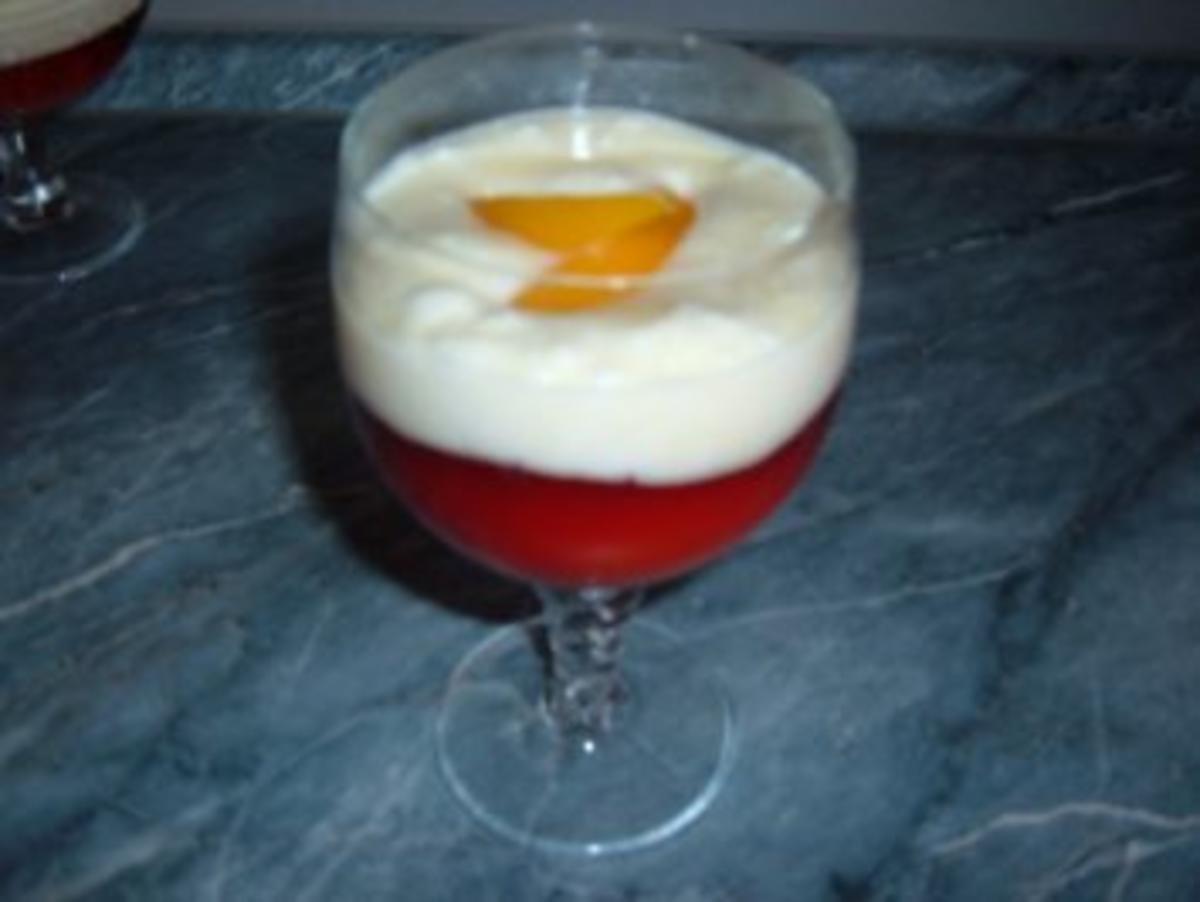 Dessert.......Götterspeise mit Vanillepudding - Rezept