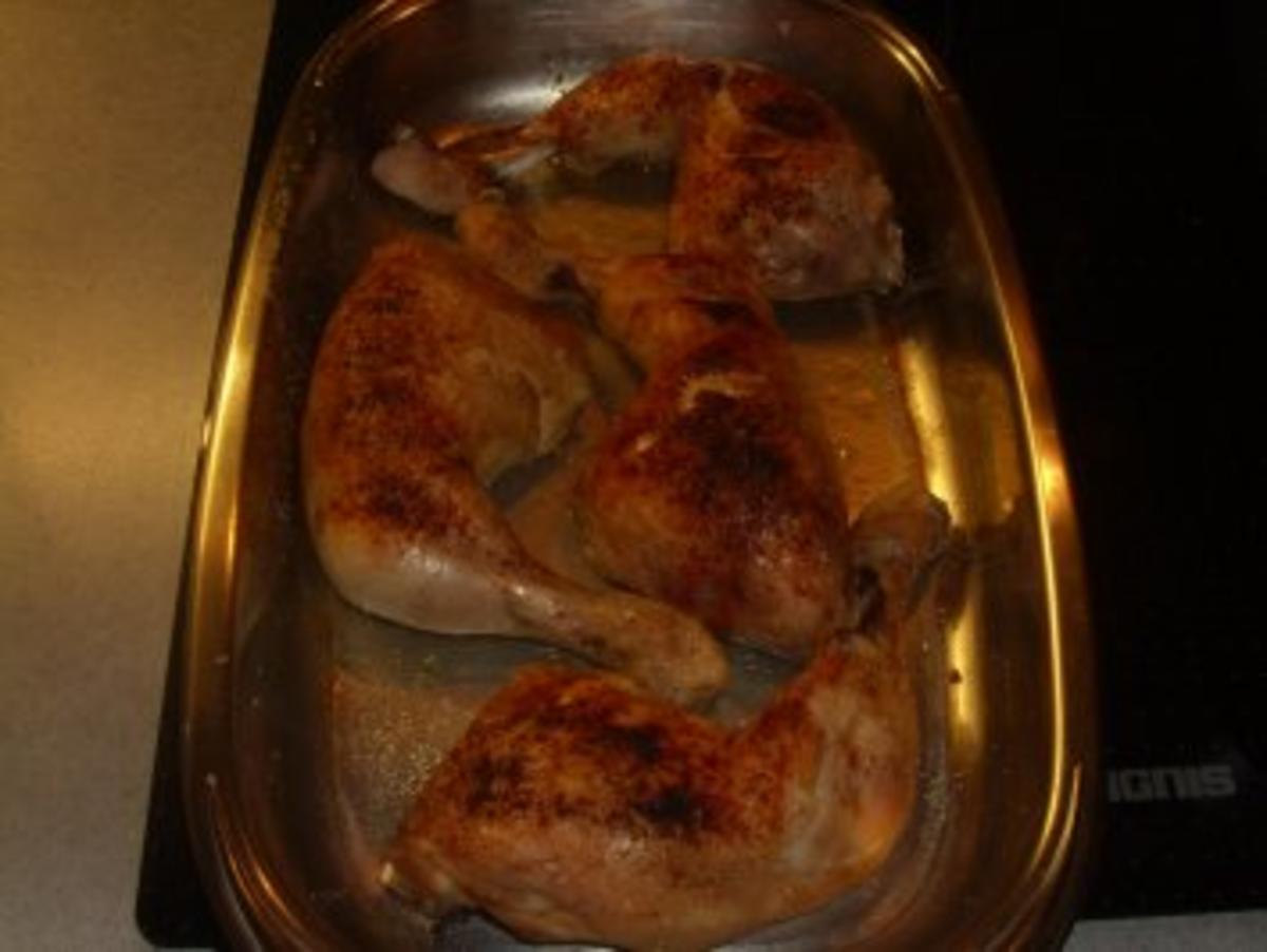 Geflügel: Hühnerschenkel überbacken mit Kräuterreis und Asiagemüse - Rezept - Bild Nr. 3