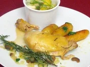 Maispoulardenkeule mit gebratenen Marsalakartoffeln und Orangen-Fenchel-Salat - Rezept