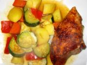 Ofen-Hähnchenbrust auf Gemüsebett - Rezept