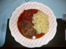 Schwein : Kammscheibe gebraten an Nudeln - Rezept