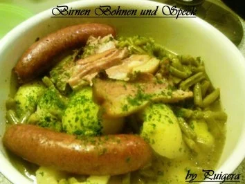 Birnen,Bohnen und Speck - Rezept