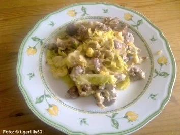 Wirsing-Hack-Gratin mit Champignons - Rezept - Bild Nr. 3