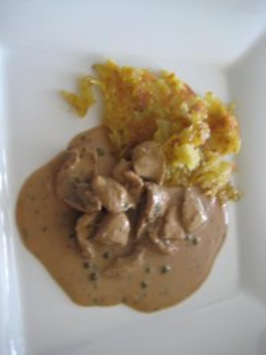 Bilder für Geschnetzeltes an Pfeffersauce mit Rösti - Rezept