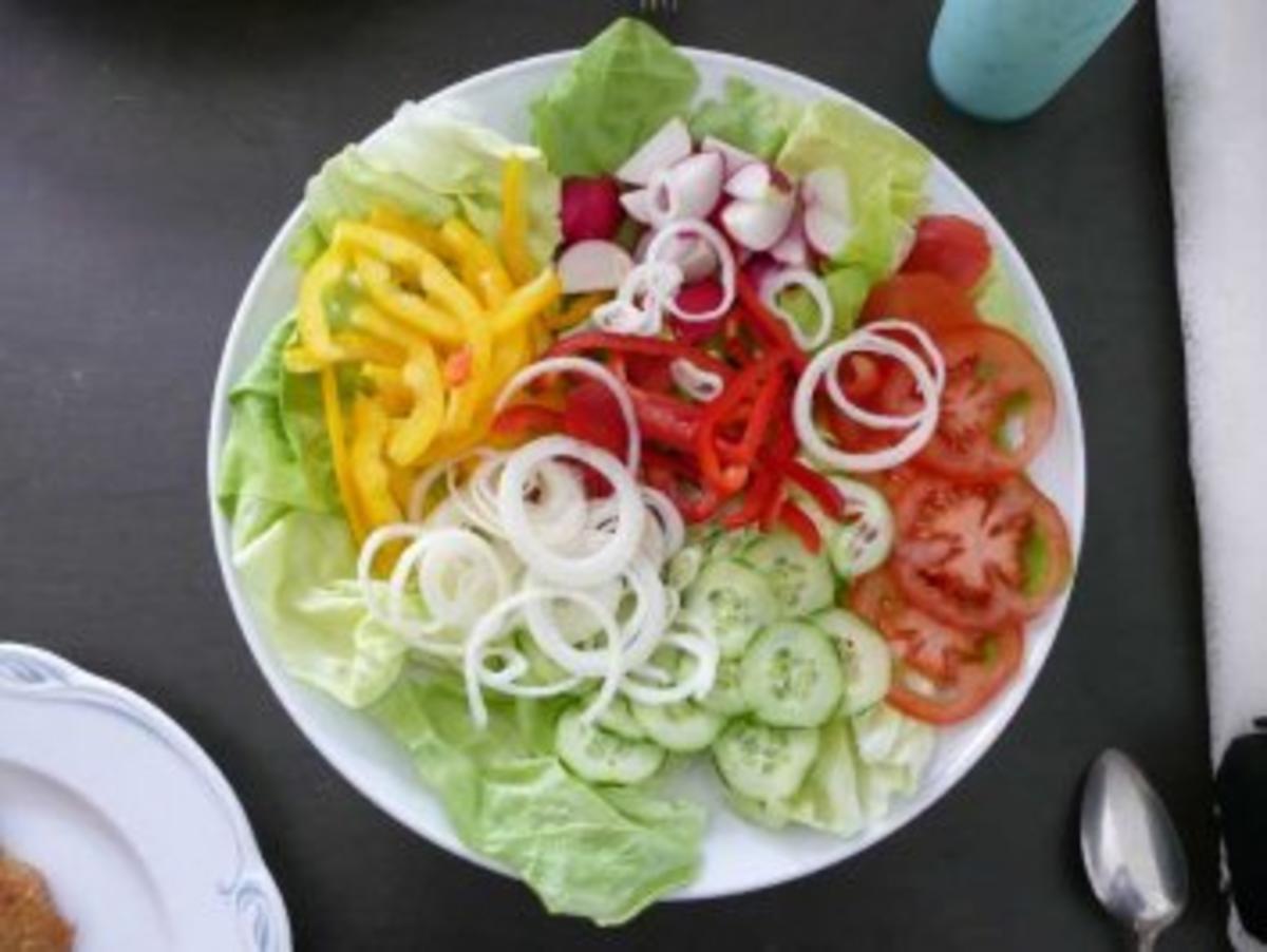 Salat : Bunter Salatteller mit Joghurtsoße - Rezept