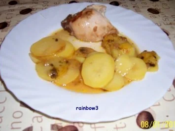 Rezept: Kochen: Marinierte Hähnchenbrust auf Kartoffelscheiben Kochen: Marinierte Hähnchenbrust auf Kartoffelscheiben - Rezept