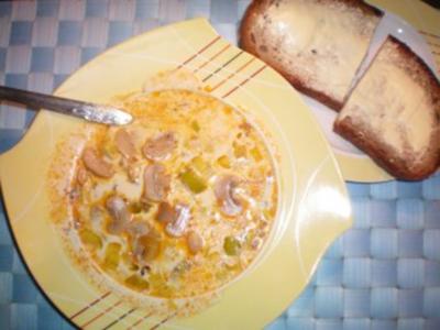 Käse-Suppe mit Lauch und Hack - Rezept