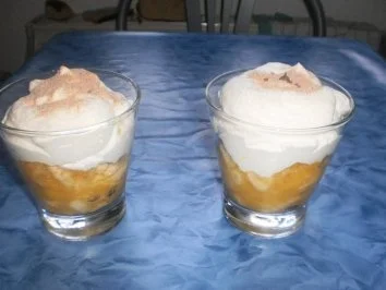 Schlagsahne auf Orangen-Bananen mit Orangenlikör - Rezept