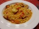 Hähnchen-Reis-Pfanne mit Schinkenwürstchen - Rezept