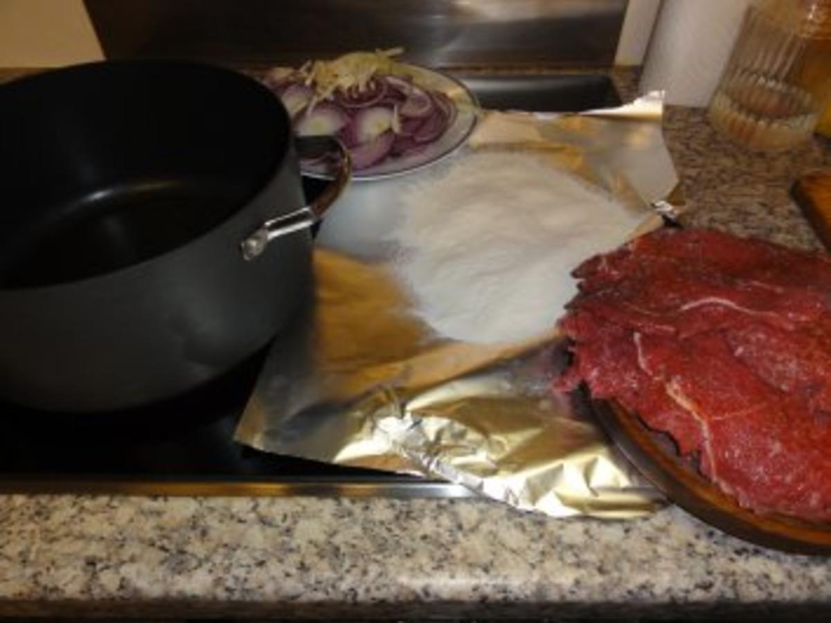 Rindschnitzel in Rotwein- Zwiebelsauce - einfach - 60 kcal/100g