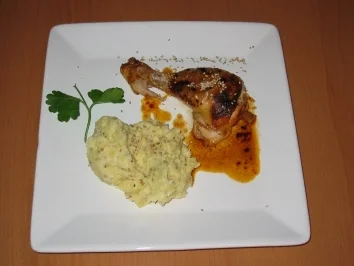 Hähnchenschenkel mit Sesampüree - Rezept