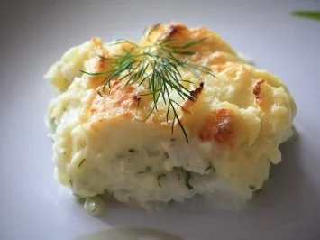 Rezept: Fischfrikassee mit Kartoffelhaube Fischfrikassee mit Kartoffelhaube - Rezept